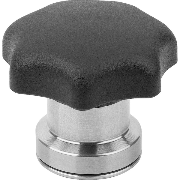 Star Grip With Clamp Force Intensif D=M06, D1=32, H=31, Form:K, Thermoplastic Black, Comp:Stainless